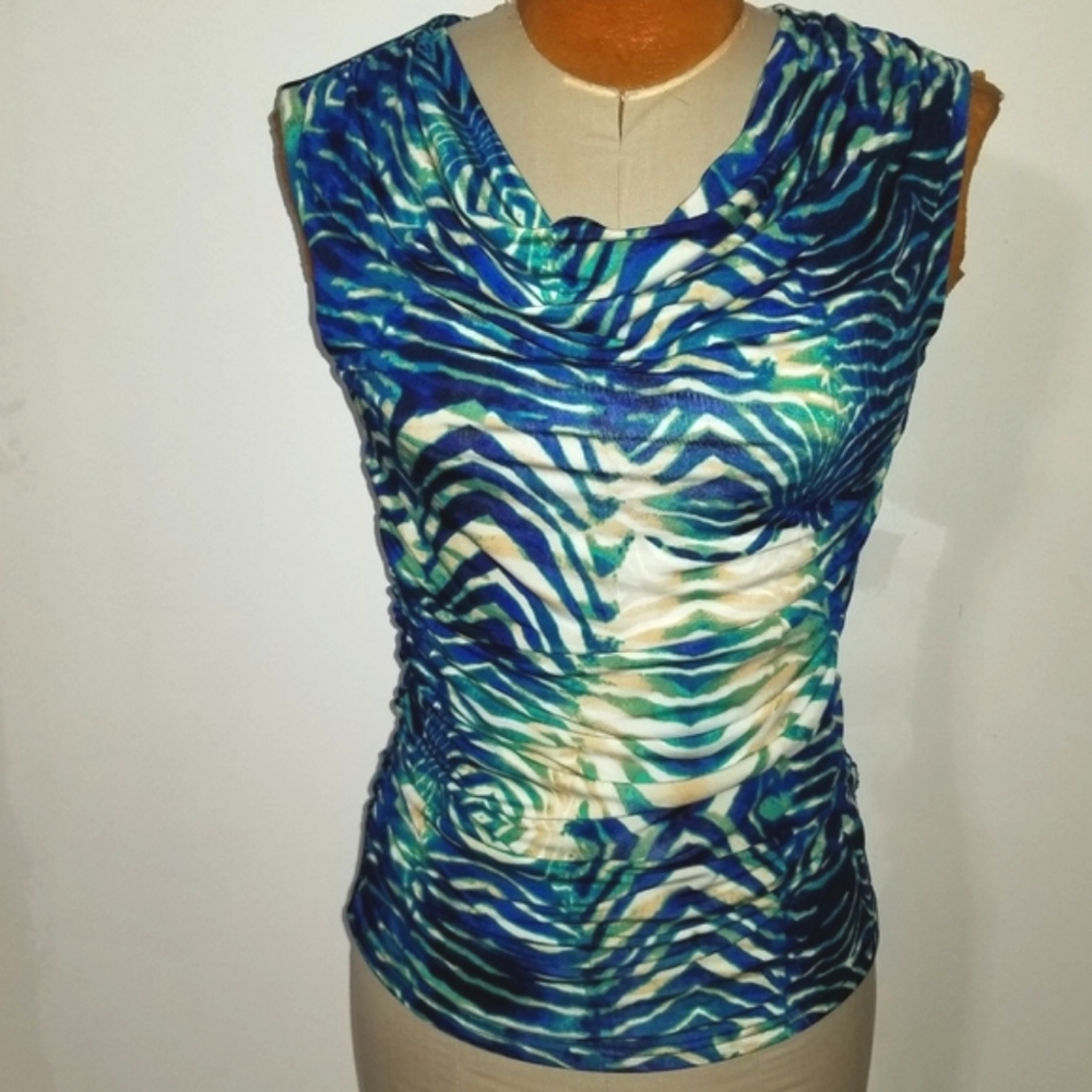Linea Domani Sleevless Top With Side Seams Ruching
